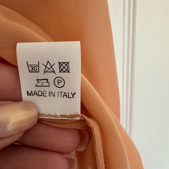 Rosamosario 100% Silk Georgette Oversized Cut Italian Silk Nude Tan Top Tee - Picture 7 of 12